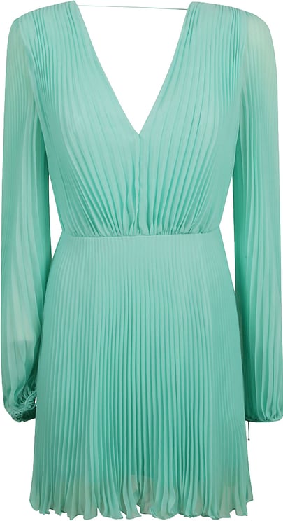 Max Mara Flowing Pleated Dress With Deep V-Neckline