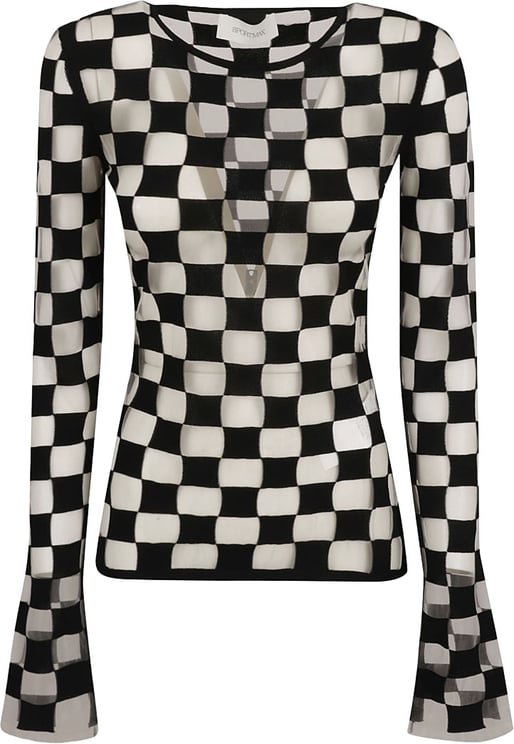 Max Mara Checkered Knit Sweater With Flared Cuffs