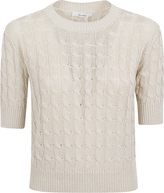 Max Mara Textured Pure Linen Sweater with Cable Knit Design