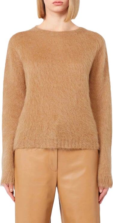 Max Mara Soft Brown Knit Sweater With Fluffy Texture