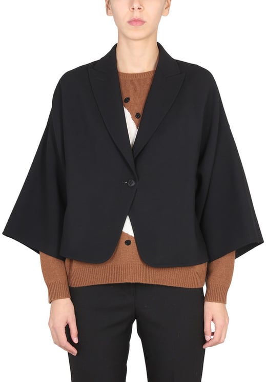 Max Mara Cropped Black Jacket With Peaked Lapels