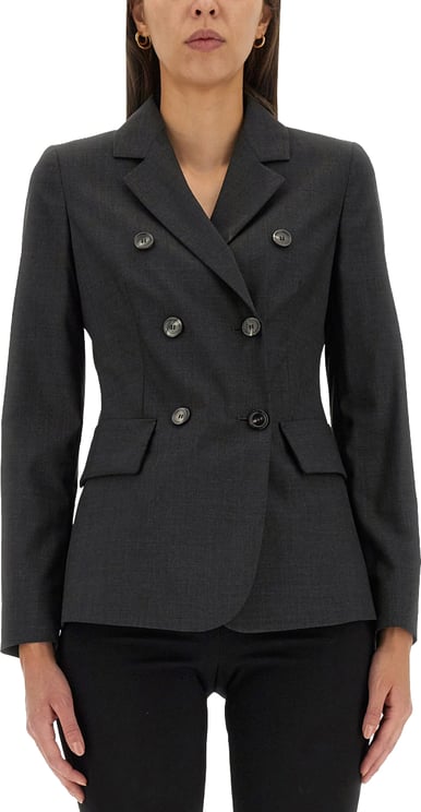 Max Mara Double-Breasted Jacket with Notched Lapels in Virgin Wool
