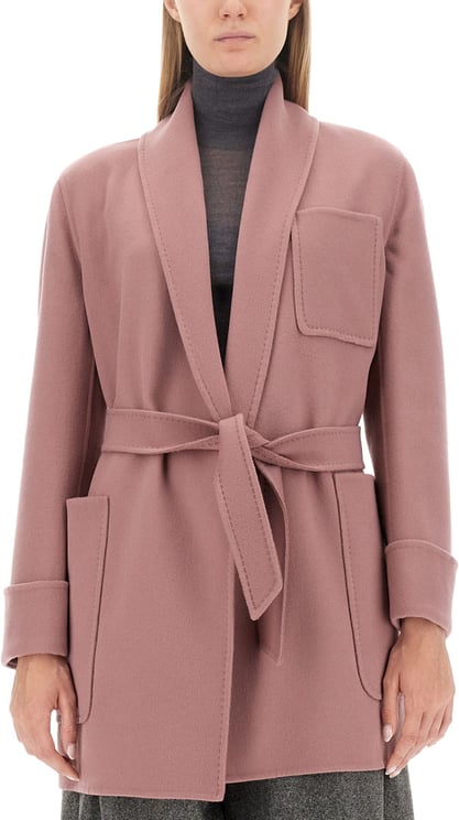 Max Mara Belted Cashmere-Virgin Wool Jacket with Tailored Silhouette