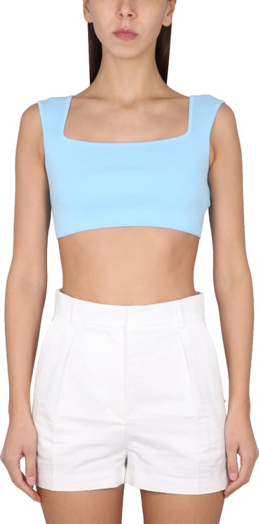 Max Mara Square Neck Crop Top in Lightweight Cotton