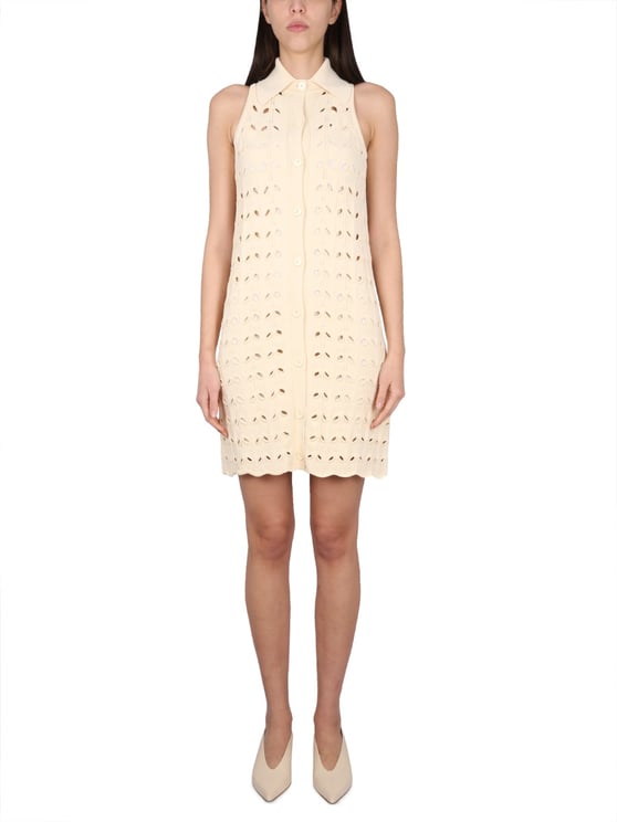 Max Mara Perforated Dress with Button Closure and Lightweight Design