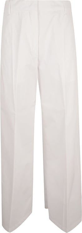 Max Mara Wide-Leg White Trousers with Design