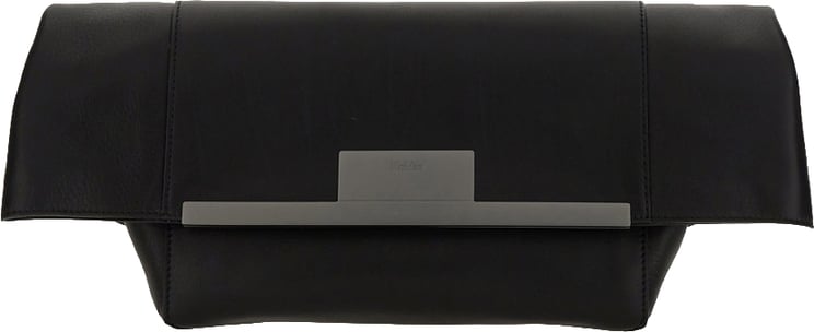 Max Mara Medium Brown Calf Leather Clutch with Flap Closure