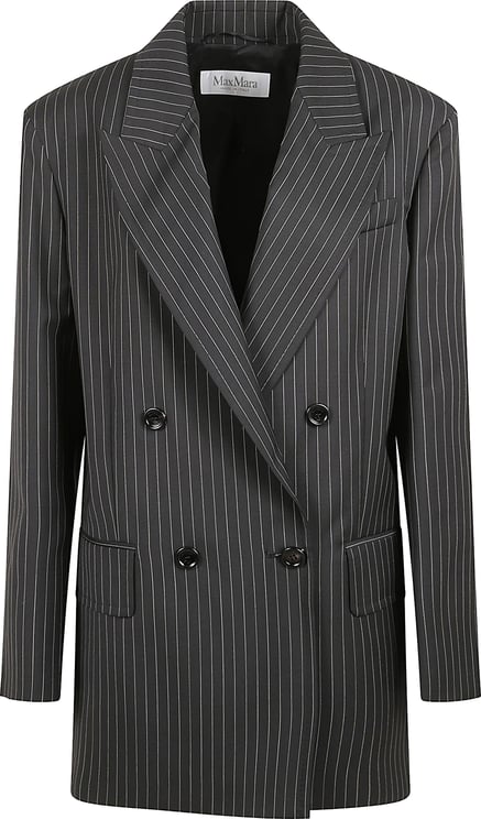 Max Mara Double-Breasted Virgin Wool Jacket With Pinstripes