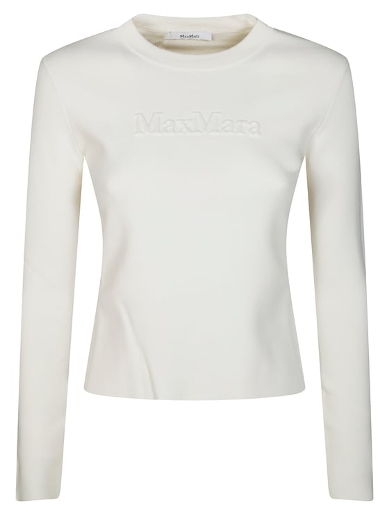 Max Mara White Long-Sleeve TICINO Top