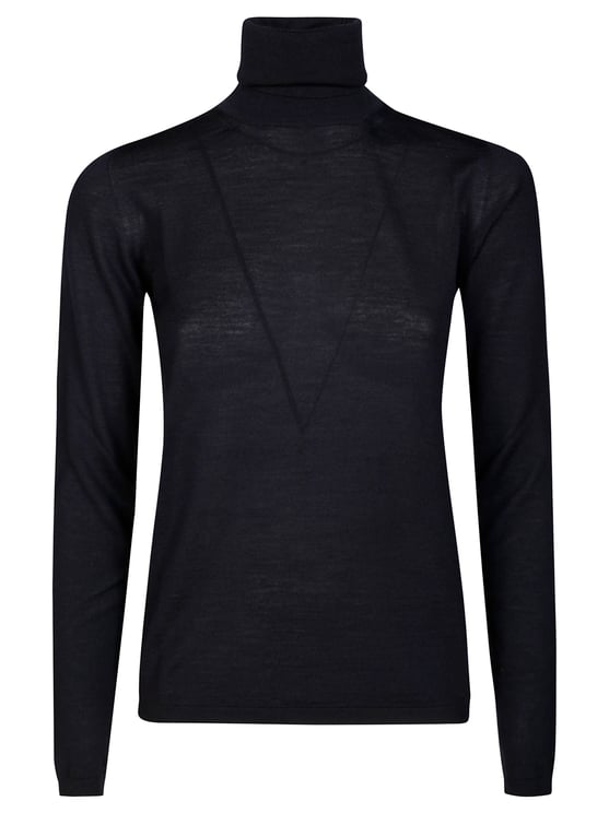 Max Mara Slim-Fit Long-Sleeved Turtleneck Top with V-Seam Details