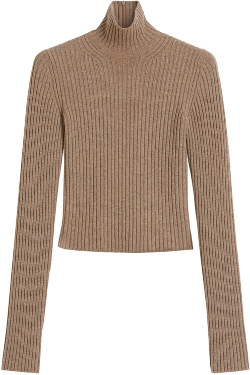 Max Mara Black Aral1234 Ribbed Knit High Sweater