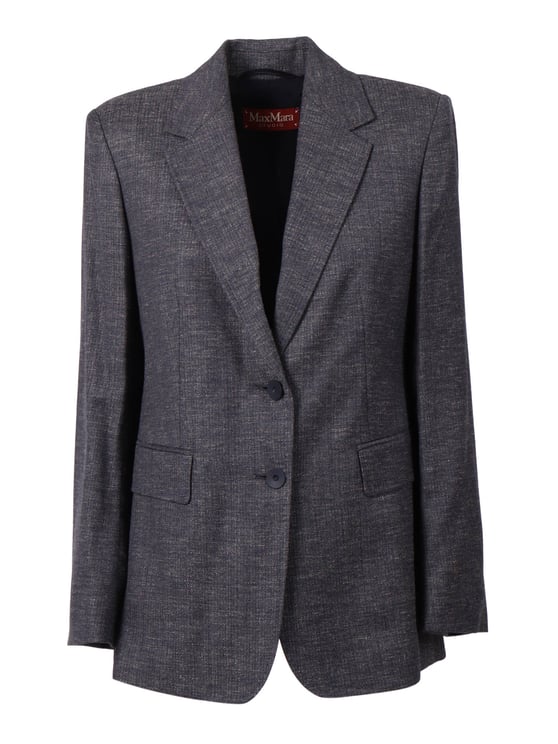 Max Mara Structured Tailored Jacket In Deep Blue Hodeida