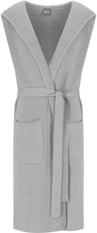 Max Mara MM MAX MARA BADESSE GREY LONG SLEEVELESS CARDIGAN