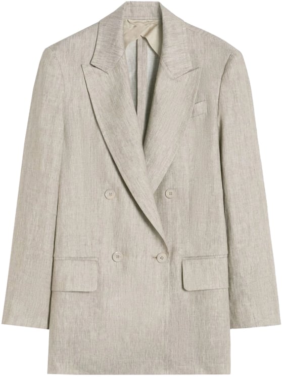 Max Mara Neutral Mxmolimpi Double-Breasted Textured Blazer