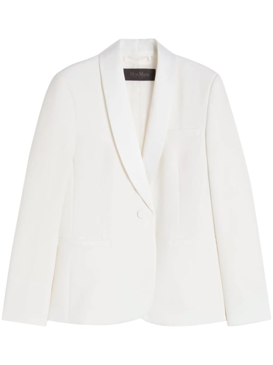 Max Mara Structured White Tailored Jacket with Shawl Collar