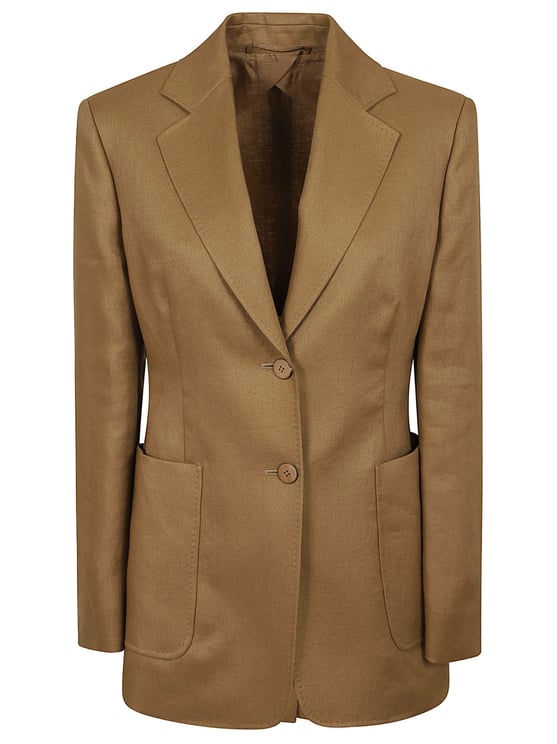 Max Mara Linen Blazer with Notched Lapels and Patch Pockets