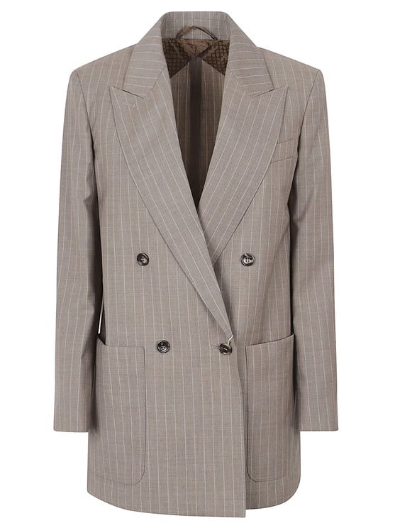 Max Mara Double-Breasted Oversized Blazer In Pure Wool Pinstripe