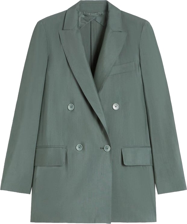 Max Mara Green Mxmalbata Double-Breasted Wool Blazer