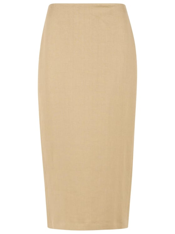 Max Mara 'Veranda' Diagonal Slim Skirt Of Camel Linen
