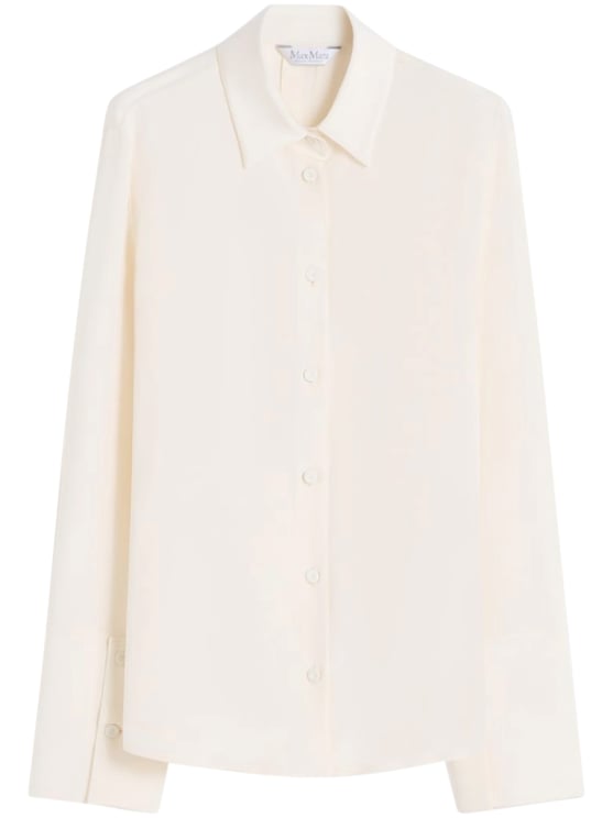 Max Mara Ivory Silk Blend Shirt with Classic Collar