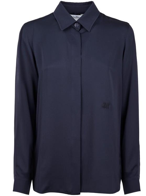 Max Mara Silk Blue Shirt with Classic Collar