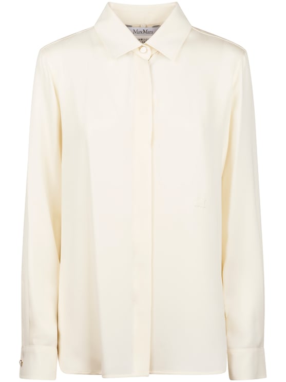 Max Mara Smooth Silky Ivory Shirt with Classic Collar