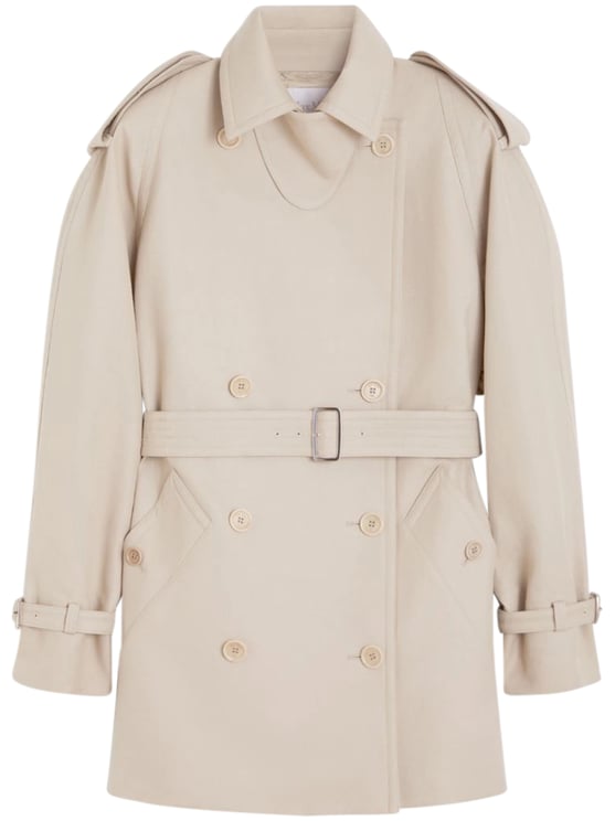 Max Mara Double-Breasted Short Trench Coat with Belted Waist