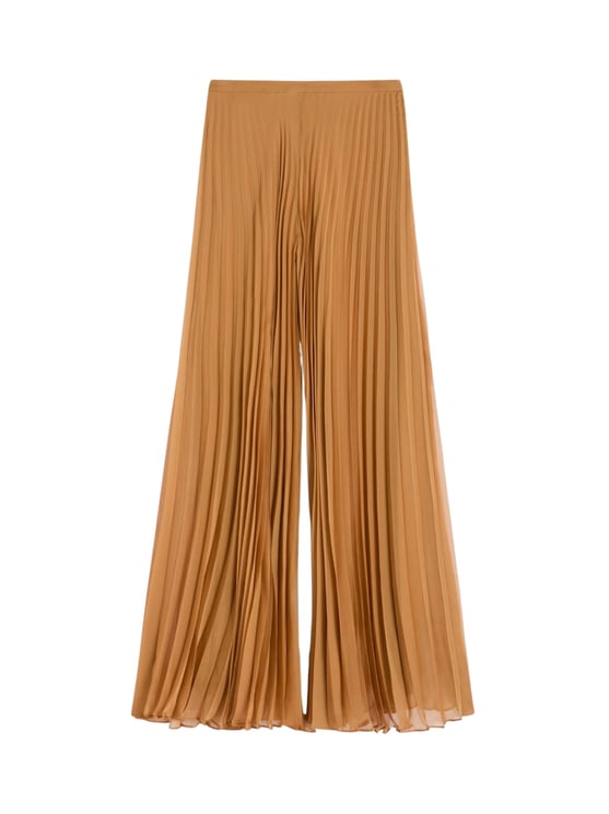 Max Mara Brown Side Zip Fastening Pleated Straight-Leg Pants