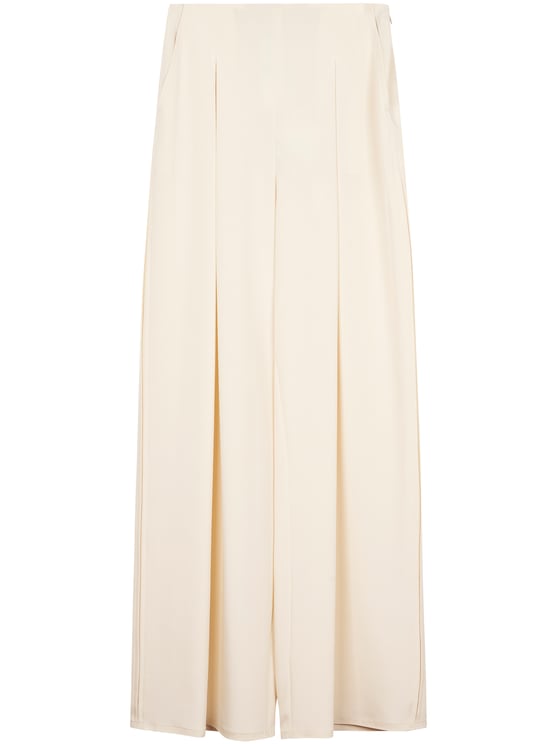 Max Mara Ivory Wide-Leg Trousers with Front Pleats