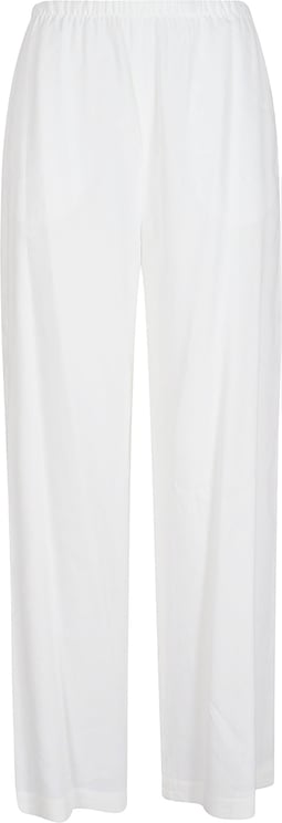 Max Mara Wide-Leg Trousers in Linen Blend Jersey with Gathered Waistband
