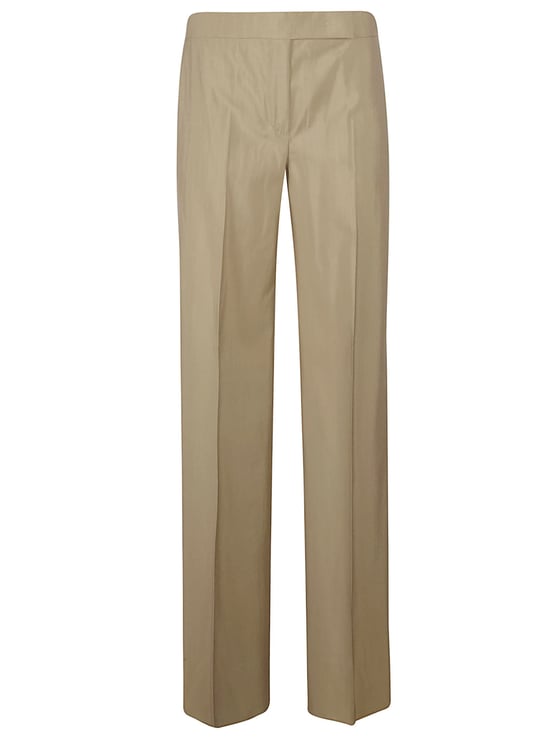 Max Mara Straight-Leg Tailored Trousers in Smooth Beige Fabric