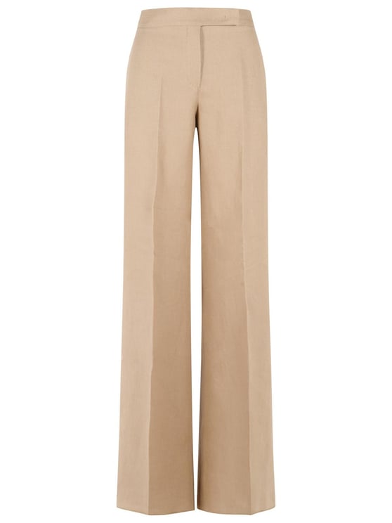 Max Mara 'Big' Regular Fit Pants In Camel Linen Natté