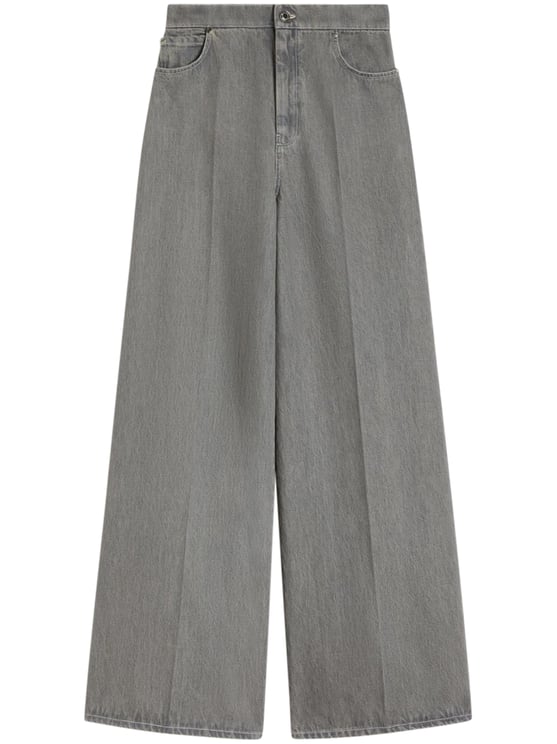 Max Mara High-Waisted Wide-Leg Denim Pants with Vintage Wash