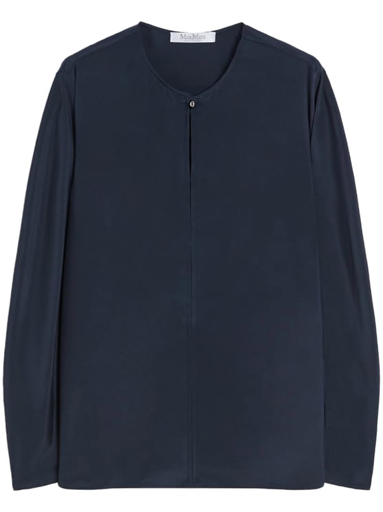 Max Mara Silk Blend Long-Sleeved Top with Button Closure
