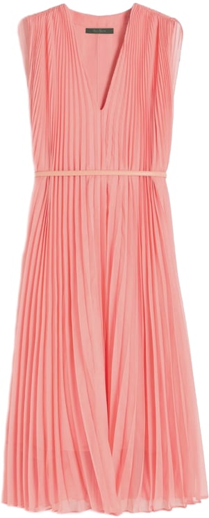 Max Mara Pink Mxecapsul Sleeveless Midi Pleated Dress