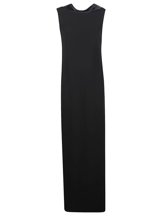 Max Mara Black Maxi Dress with Draped Neckline