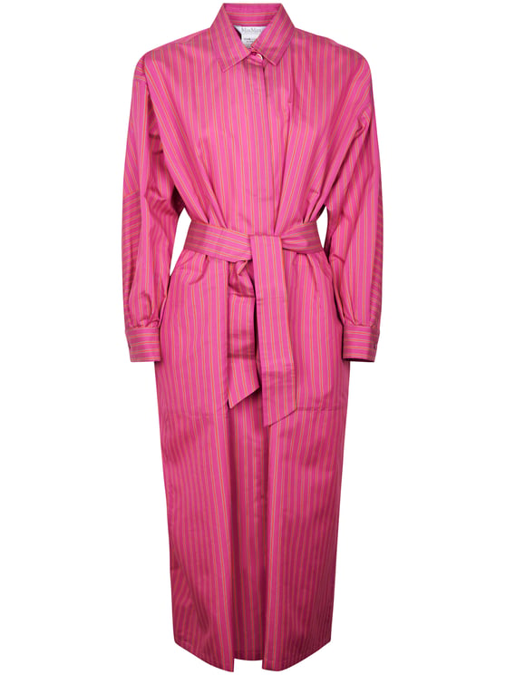 Max Mara Shirt Dress with Pointed Collar and Contrasting Stripes