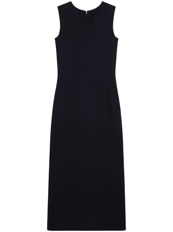 Max Mara Sleeveless Black Knit Midi Dress with Straight Silhouette