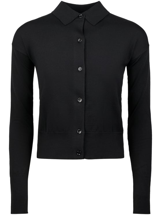 Max Mara Fitted Black Cardigan with Classic Collar
