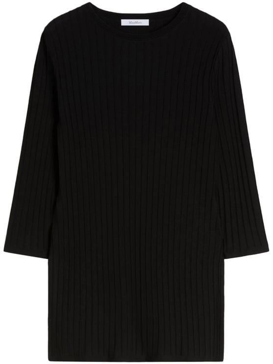 Max Mara Ribbed Black Long-Sleeved Top with Relaxed Fit