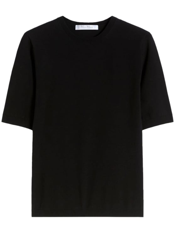 Max Mara Fitted Short-Sleeved Top with Round Neckline