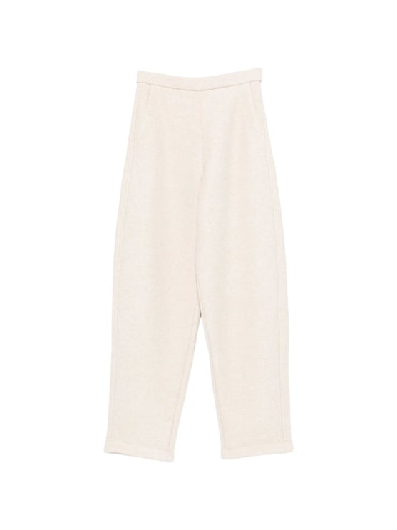Max Mara Beige Elastic Waistband Cotton Straight-Leg Pants