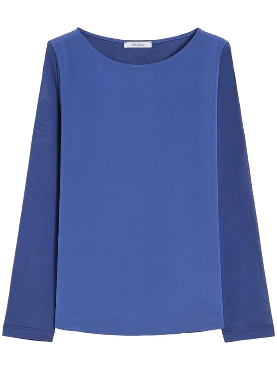 Max Mara Relaxed-Fit Blue Top with Silky Front Panel