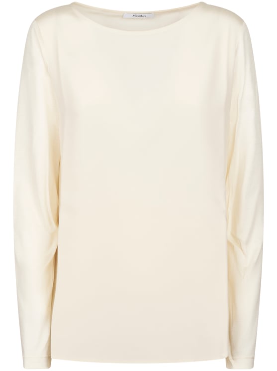 Max Mara Long-Sleeve Silk Top with Subtle Draping