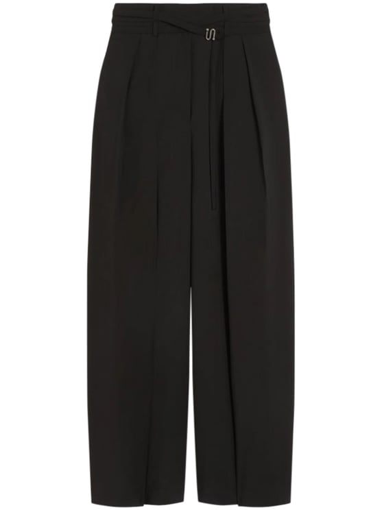 Max Mara Wide-Leg Trousers with Belt Detail and Pleated Front