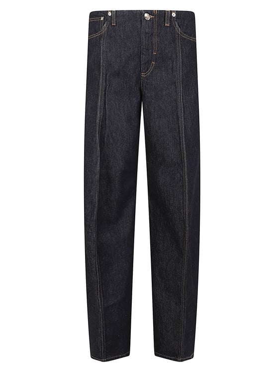 Max Mara Wide-Leg Denim Trousers with Vertical Stitching