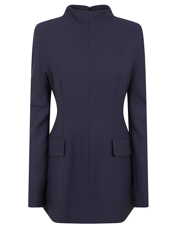 Max Mara Midnight Blue Gabardine Short Fitted Dress