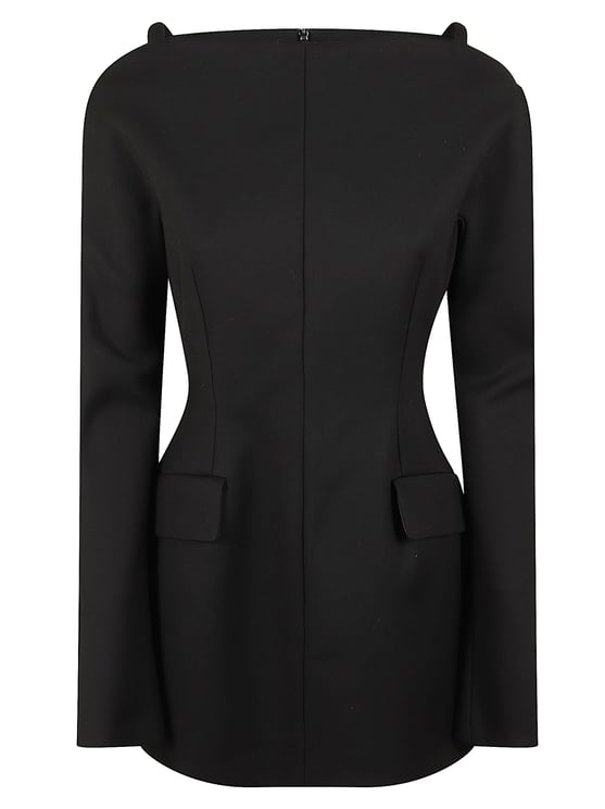 Max Mara Tailored Black Mini Dress with Geometric Design