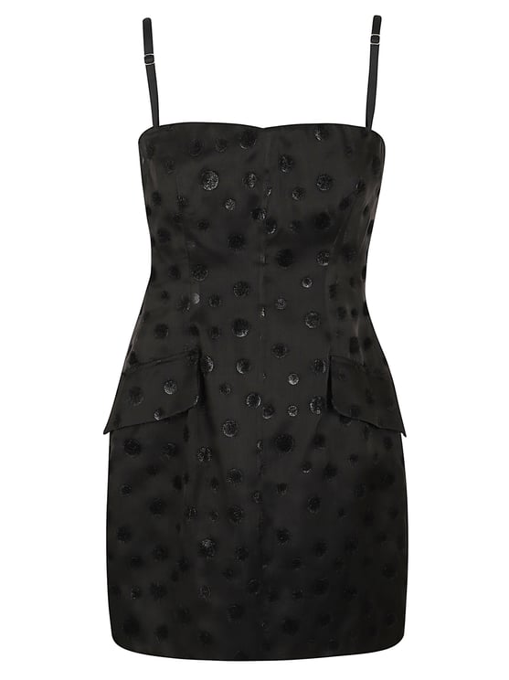 Max Mara Hourglass Silk Organza Mini Dress with Geometric Neckline