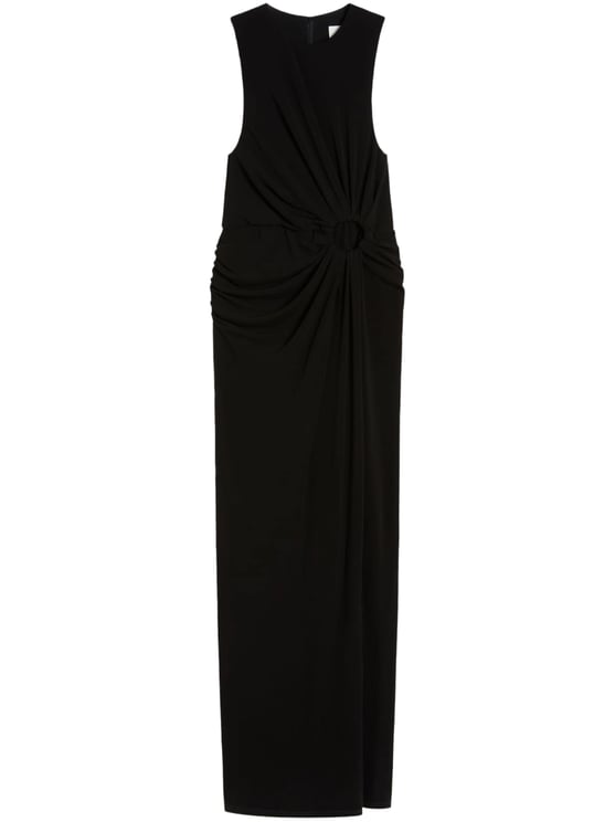 Max Mara Sleeveless Long Jersey Dress with Gathered Waist Detail